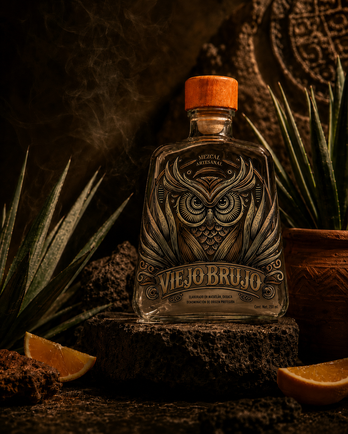 Botella de Mezcal Viejo Brujo Reposado